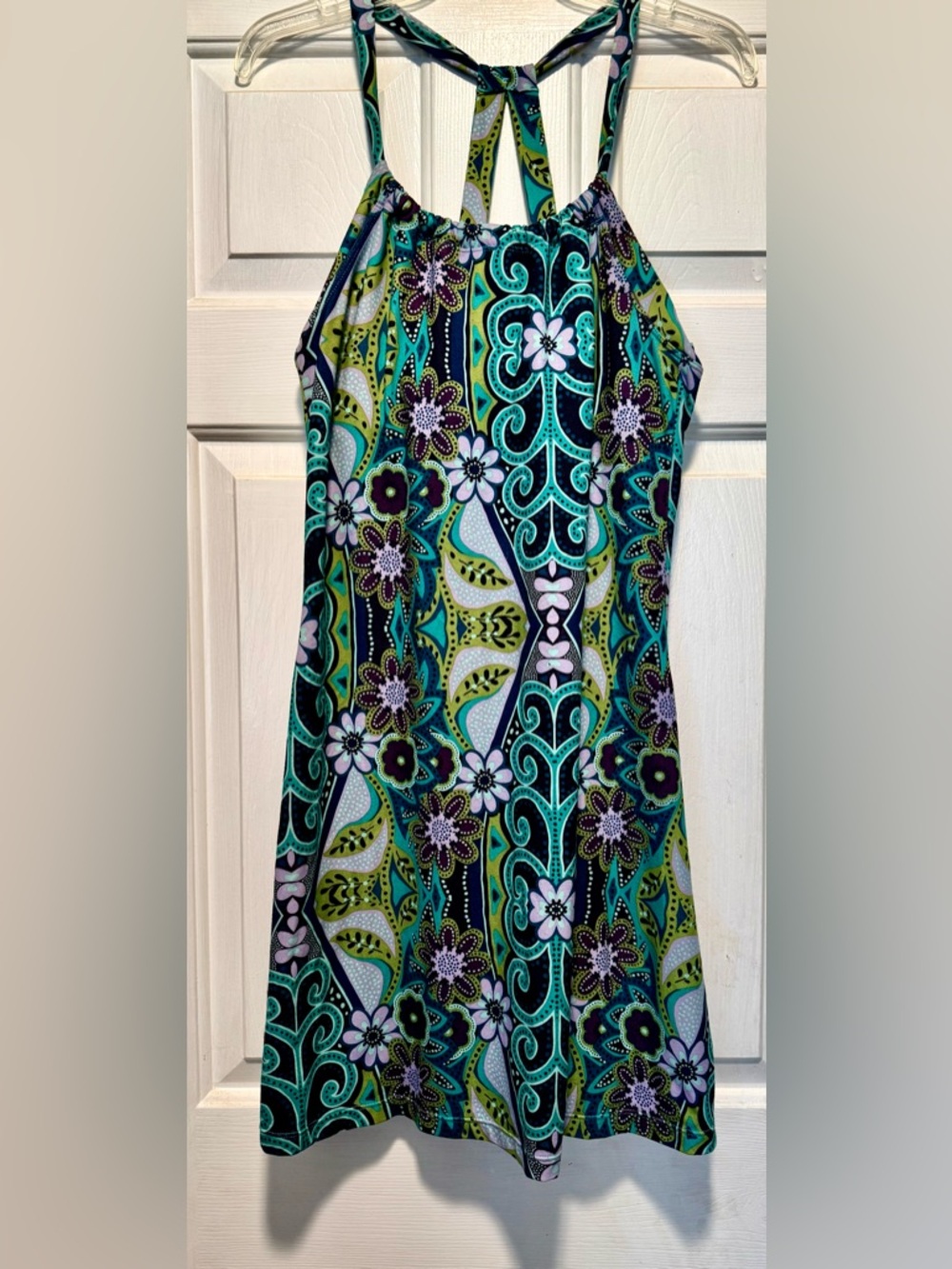 Prana Floral Dress in Teal, Lime & Black - Picture 2 of 5